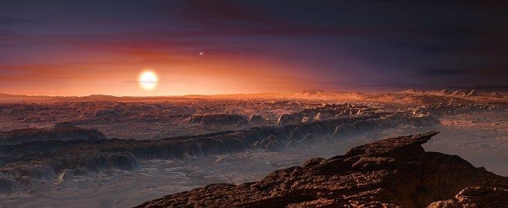 Proxima star rising on planet Proxima B