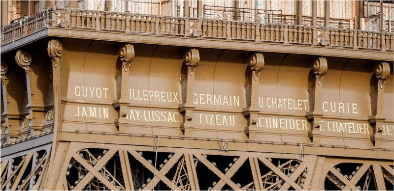 Visualisation of the 72 names of female scientists on the Eiffel Tower