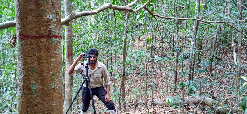 Un chercheur dans la forêt d'Uppangala, au sud-ouest de l'Inde.