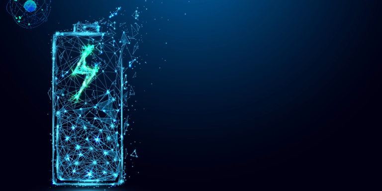 Une pile sur fond bleu