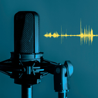 Un micro suivi d'une onde sonore