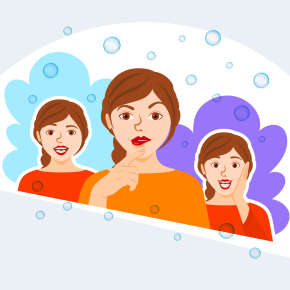 Illustration de trois femmes montrant des émotions positives en sentant une odeur
